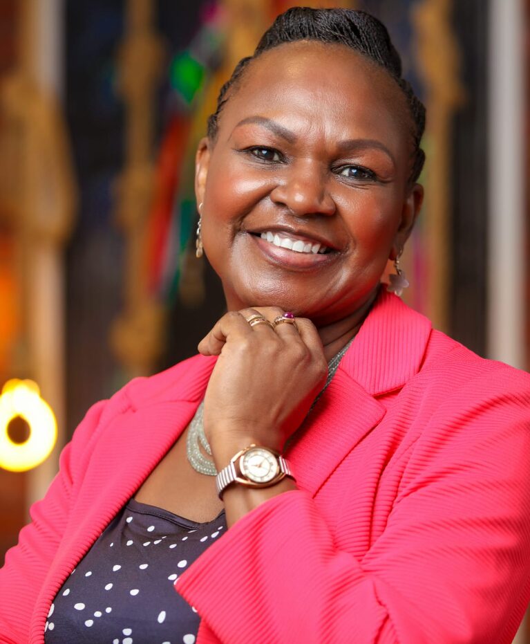 A portrait of Roseline Odede, a distinguished human rights advocate and former Chairperson of the Kenya National Commission on Human Rights (KNCHR), known for her unwavering dedication to justice and equality.